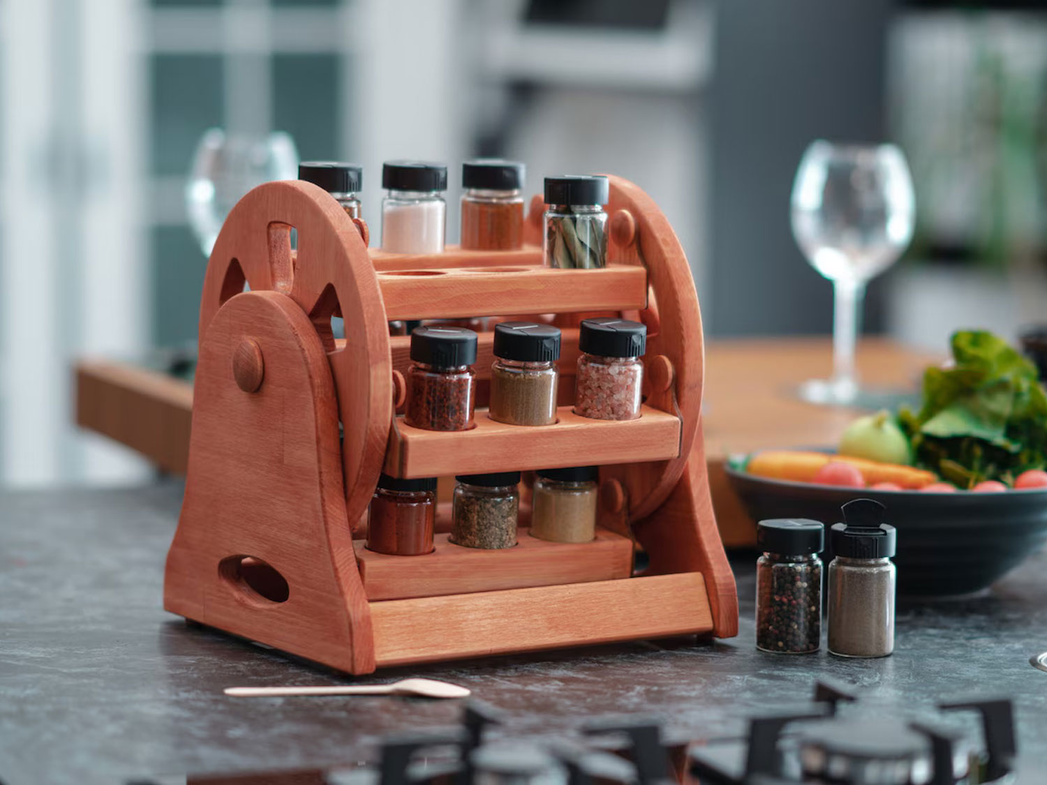 Rotating Wooden Spice Rack
