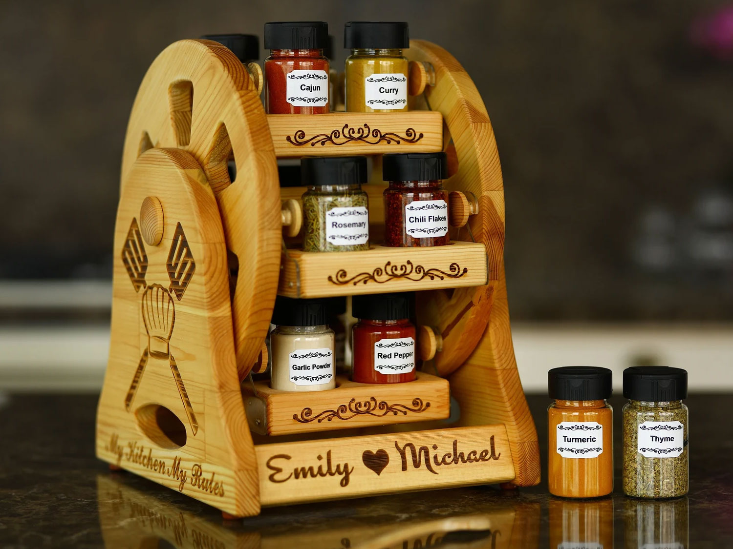 Personalized Rotating Spice Rack Shelf
